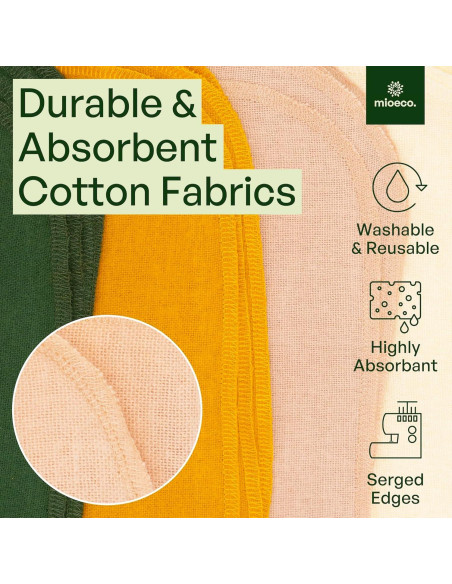 Toallas de Papel Reutilizables mioeco 24 Unidades Algodón Orgánico