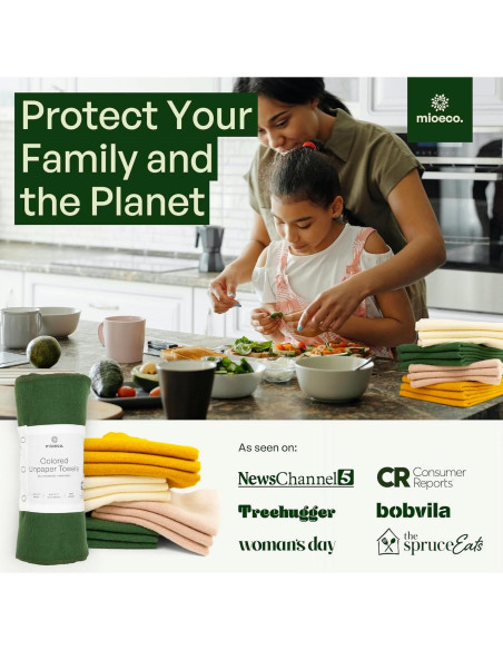 Toallas de Papel Reutilizables mioeco 24 Unidades Algodón Orgánico