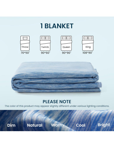 Manta Refrescante SLEEP ZONE Reina Azul Doble Cara 228x228 cm