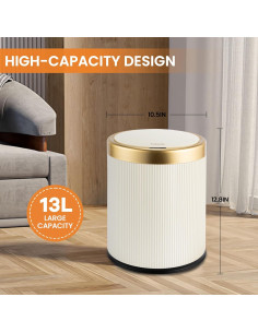 Basurero Automático Pukomc Beige 13.25L con Sensor Infrarrojo 2