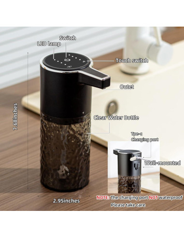 Dispensador Automático de Jabón Espumoso Haocoott 385 mL Negro