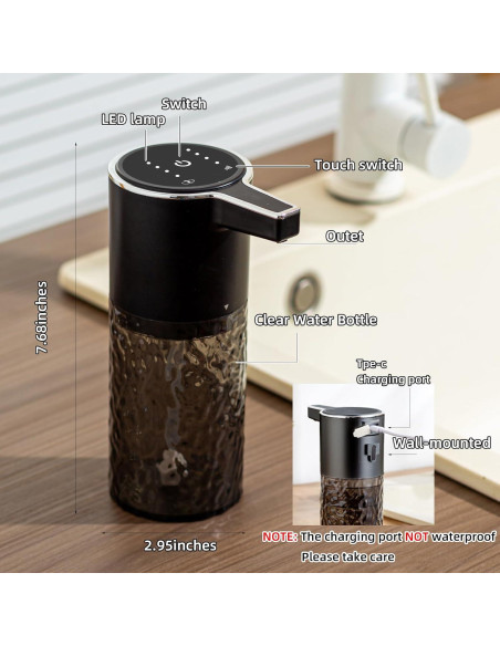 Dispensador Automático de Jabón Espumoso Haocoott 385 mL Negro