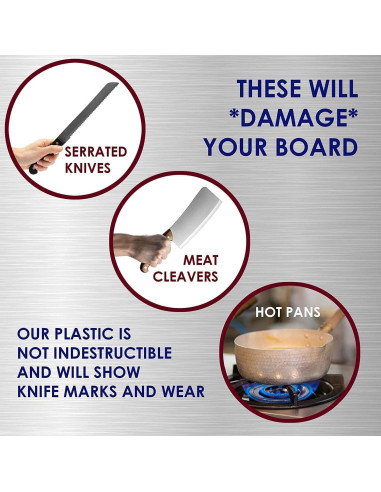 Tabla de Cortar Grande Thirteen Chefs 45.72x30.48cm Negra Gruesa