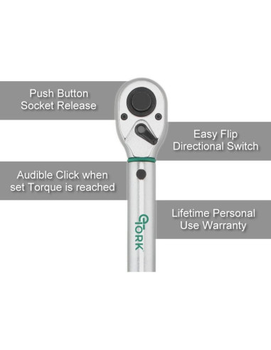 Llave de Torque Digital eTORK 1/4" 5-50 in-lb 0.6-5.6 N.m