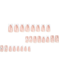 Uñas Postizas Hkanlre Medianas Flores 24PCS Cubierta Completa 2