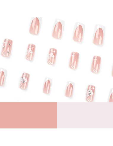 Uñas Postizas Hkanlre Medianas Flores 24PCS Cubierta Completa