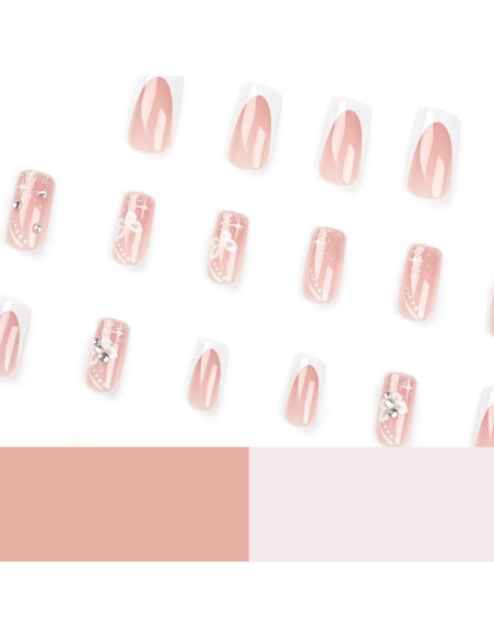 Uñas Postizas Hkanlre Medianas Flores 24PCS Cubierta Completa