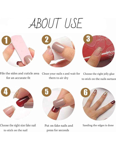 Uñas Postizas Hkanlre Medianas Flores 24PCS Cubierta Completa