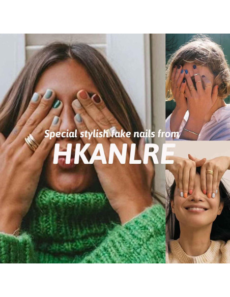 Uñas Postizas Hkanlre Medianas Flores 24PCS Cubierta Completa