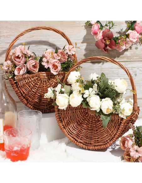 Cestas de Mimbre para Niña de Boda Willinglong 2 Pcs 24.4x30.9cm