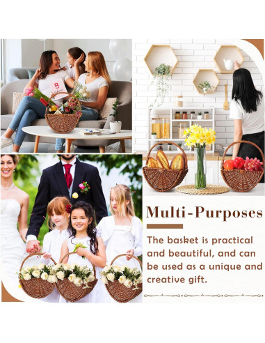 Cestas de Mimbre para Niña de Boda Willinglong 2 Pcs 24.4x30.9cm