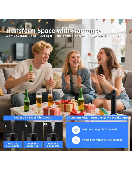 Difusor de Aromas Inalámbrico 2ndAroma HM002 Negro 1000 m