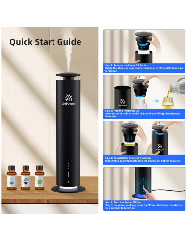 Difusor de Aromas Inalámbrico 2ndAroma HM002 Negro 1000 m