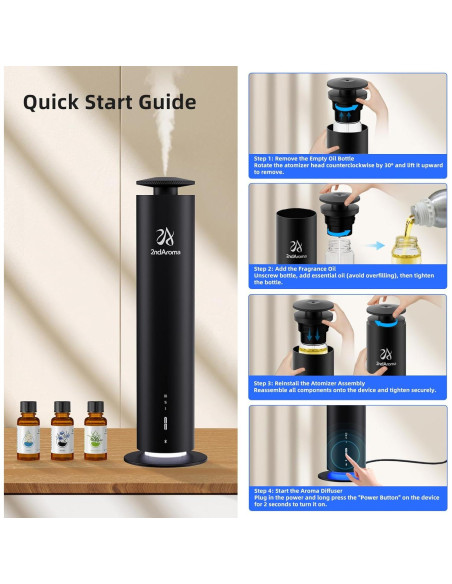 Difusor de Aromas Inalámbrico 2ndAroma HM002 Negro 1000 m