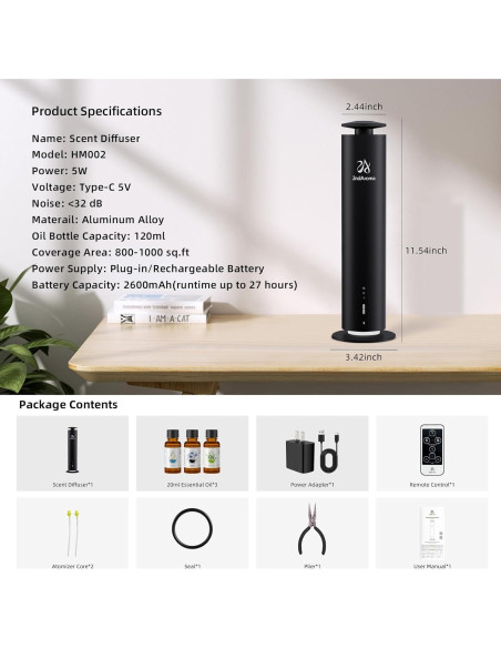 Difusor de Aromas Inalámbrico 2ndAroma HM002 Negro 1000 m