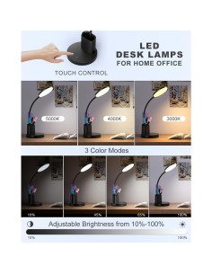 Lámpara de Escritorio LED Sailstar Negra, Regulable 3 Modos 800LM 2
