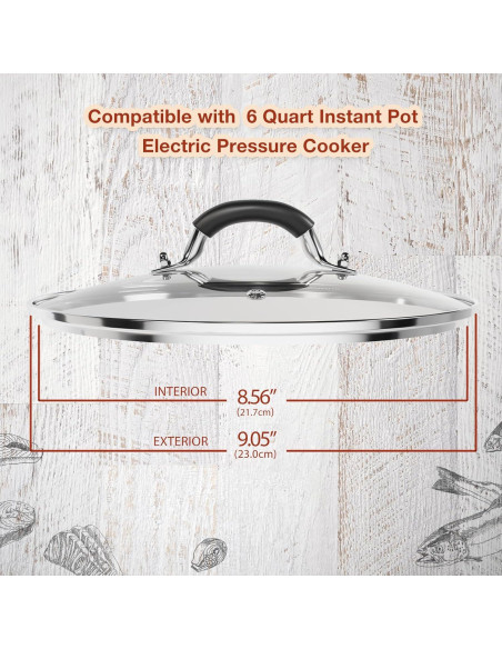 Tapa de vidrio templado WishDirect 9.1" para olla 6 qt