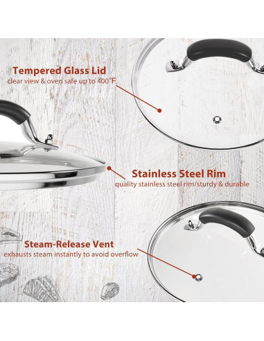 Tapa de vidrio templado WishDirect 9.1" para olla 6 qt