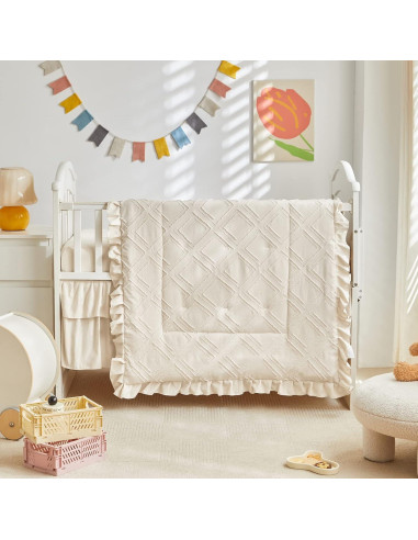 Juego de Ropa de Cuna 3 Piezas UOZZI BEDDING Boho Crema