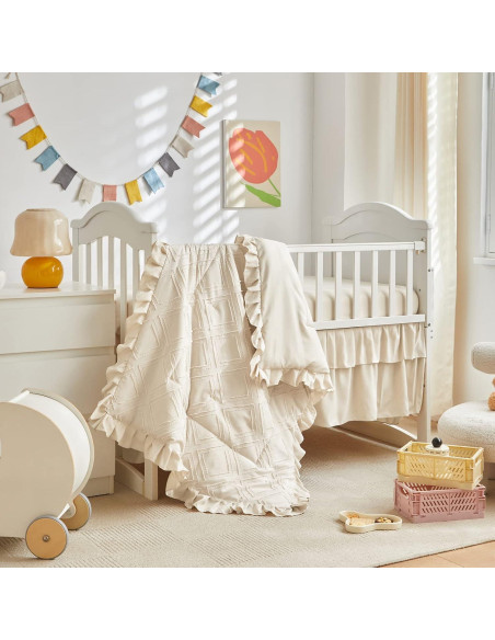 Juego de Ropa de Cuna 3 Piezas UOZZI BEDDING Boho Crema