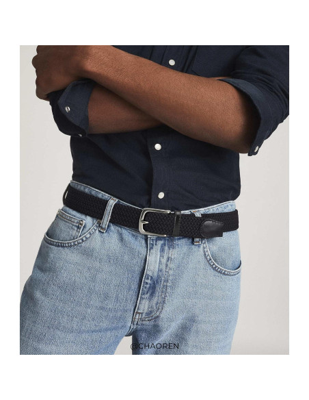 Cinturón elástico CHAOREN para hombres 3.5cm ajustable gris/negro