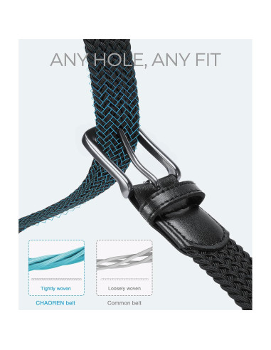 Cinturón elástico CHAOREN para hombres 3.5cm ajustable gris/negro