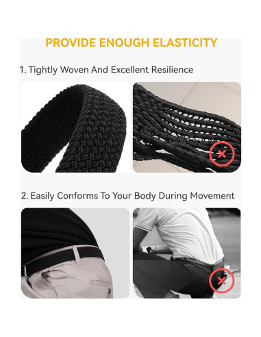 Cinturón elástico CHAOREN para hombres 3.5cm ajustable gris/negro