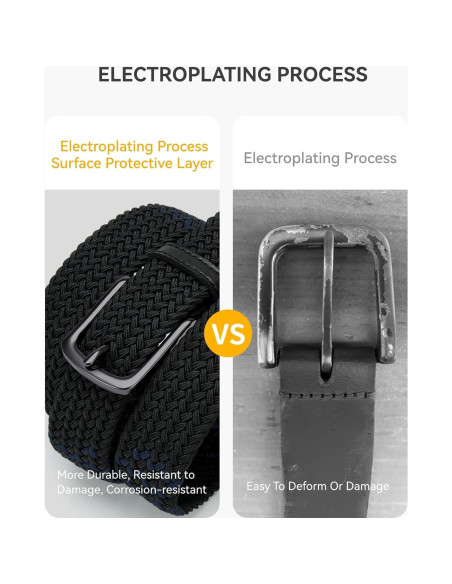 Cinturón elástico CHAOREN para hombres 3.5cm ajustable gris/negro