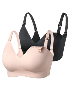 Sostén de Lactancia Momcozy YN21 Sin Costuras 2 Pzs Negro Beige