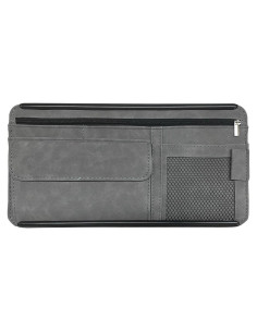 Organizador de Visera de Coche JOYCOURT Cuero Ante Gris 31x16.5cm