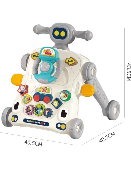 Andador 3 en 1 para Bebés Gris - Mesa de Juegos y Juguete