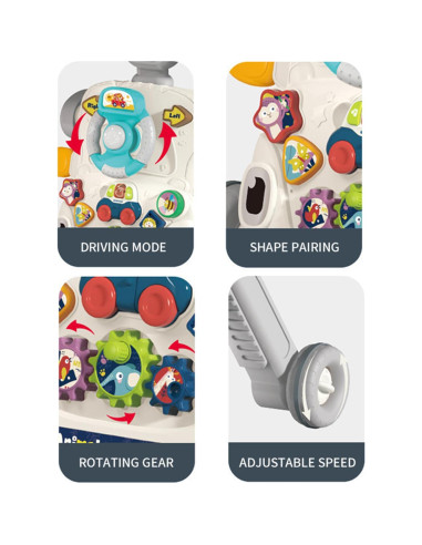 Andador 3 en 1 para Bebés Gris - Mesa de Juegos y Juguete