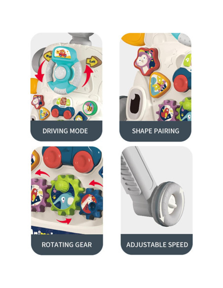 Andador 3 en 1 para Bebés Gris - Mesa de Juegos y Juguete