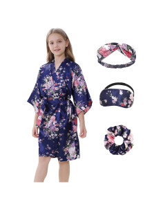 Bata de Kimono para Niña Floral de Satén 100% Poliéster