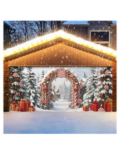 Banner Cubierta de Puerta de Garaje Navidad FuWeave 2.13x4.88m