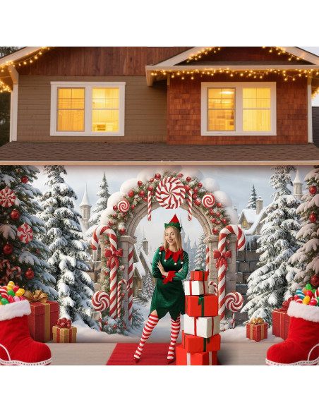 Banner Cubierta de Puerta de Garaje Navidad FuWeave 2.13x4.88m