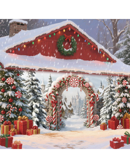 Banner Cubierta de Puerta de Garaje Navidad FuWeave 2.13x4.88m