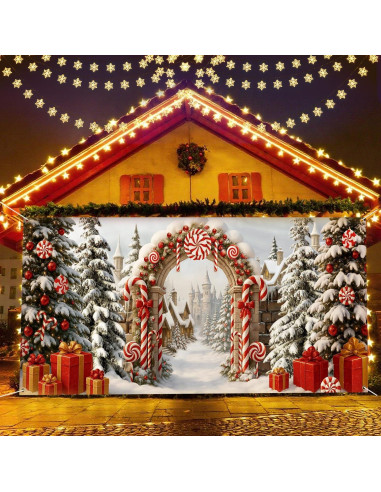 Banner Cubierta de Puerta de Garaje Navidad FuWeave 2.13x4.88m