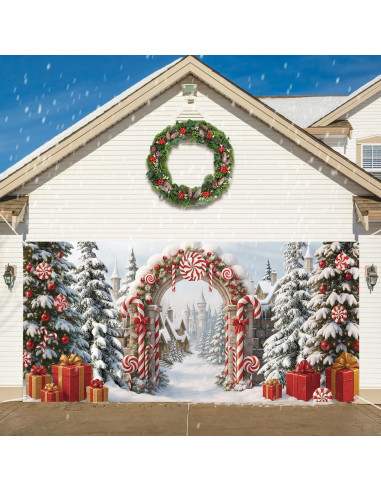Banner Cubierta de Puerta de Garaje Navidad FuWeave 2.13x4.88m