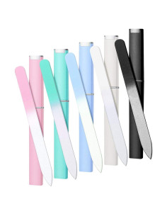 Set de 5 limas de uñas de vidrio QRWT con estuche protector