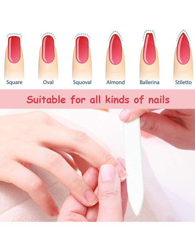Set de 5 limas de uñas de vidrio QRWT con estuche protector