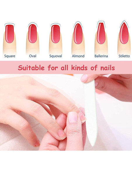 Set de 5 limas de uñas de vidrio QRWT con estuche protector