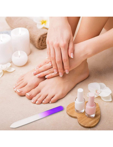Set de 5 limas de uñas de vidrio QRWT con estuche protector