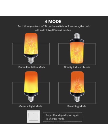 Bombilla LED Efecto Llama Lpraer - 4 Modos, 14cm, 299g
