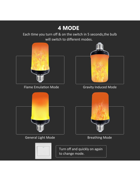 Bombilla LED Efecto Llama Lpraer - 4 Modos, 14cm, 299g