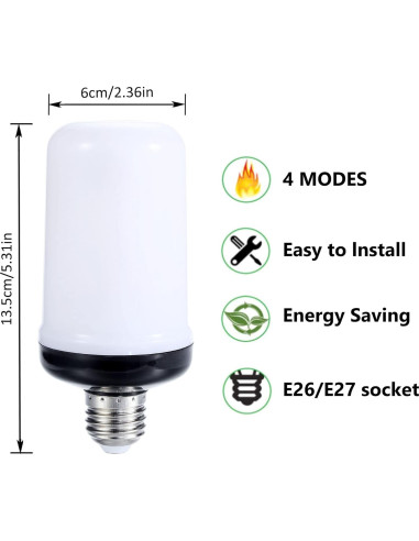 Bombilla LED Efecto Llama Lpraer - 4 Modos, 14cm, 299g