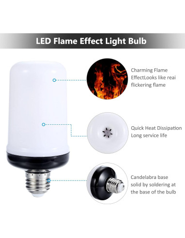 Bombilla LED Efecto Llama Lpraer - 4 Modos, 14cm, 299g