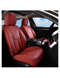 FLORICH Fundas de Asiento Delantero de Cuero Sintético Rojo