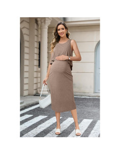 Vestido de Maternidad OUGES Sin Mangas para Lactancia S-XXL 2