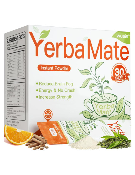Yerba Mate Instantáneo WUEIS - Sabor Naranja, 30 Paquetes